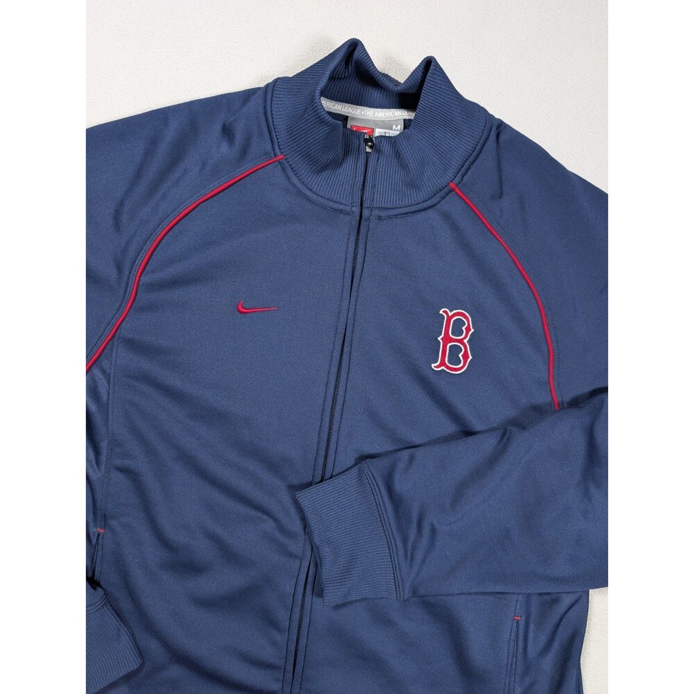 Nike Boston Red Sox Track Jacket Mens Medium Full Zip Red Blue MLB Baseball